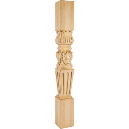 HARDWARE RESOURCES 5" Wx5"Dx42"H Rubberwood Fluted Acanthus Post P29-42RW